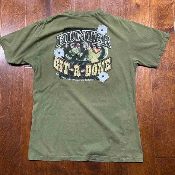 Larry The Cable Guy Git R Done 2005 Army Green T-Shirt Men's Size XL - Picture 4 of 9
